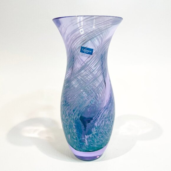 Caithness Scotland Purple Blue Swirl Blown Glass Bud Vase 5.5” Scotland - Picture 1 of 7